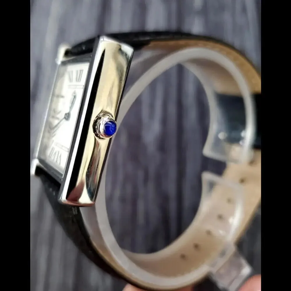 Vintage Tank‎ Style Pierre Lucerne  Mens Watch Black Band